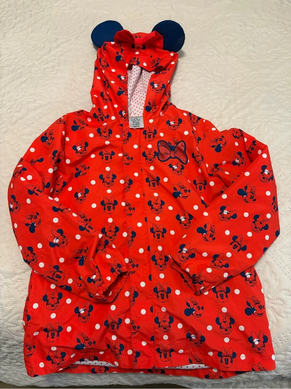 Girls Disney Red White Minnie Mouse Raincoat